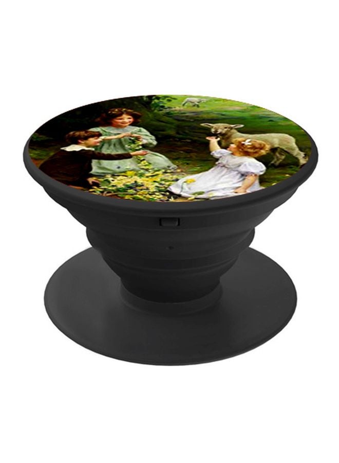 BP Cartoon Printed Pop Socket Phone Holder Green/Brown/Black - Image 1