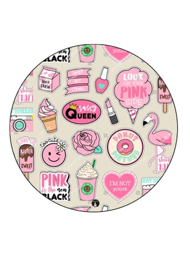BP Cartoon Printed Pop Socket Phone Holder Pink/Beige/Black - Image 2
