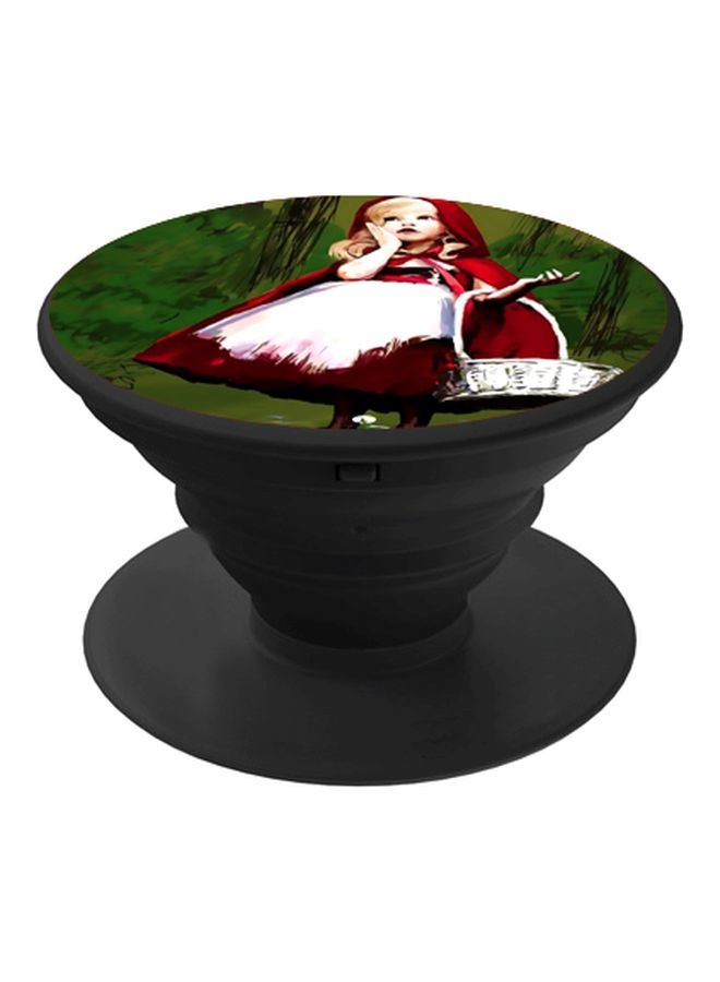 بي بي حامل هاتف على شكل مقبس منبثق بنمط مطبوع لرسمة فتاة أخضر/أحمر/أبيض - Image 1