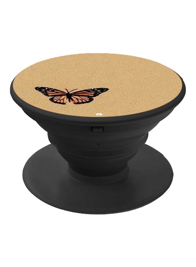 BP Butterfly Printed Pop Socket Phone Holder Beige/Brown/Black - Image 1
