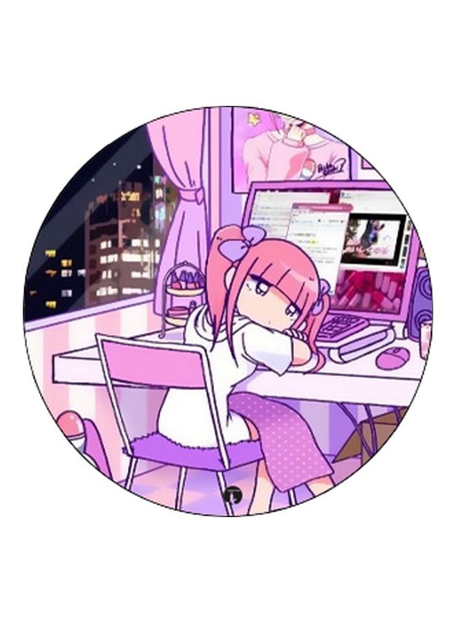BP Cartoon Girl Printed Pop Socket Phone Holder Pink/Purple/Black - Image 2