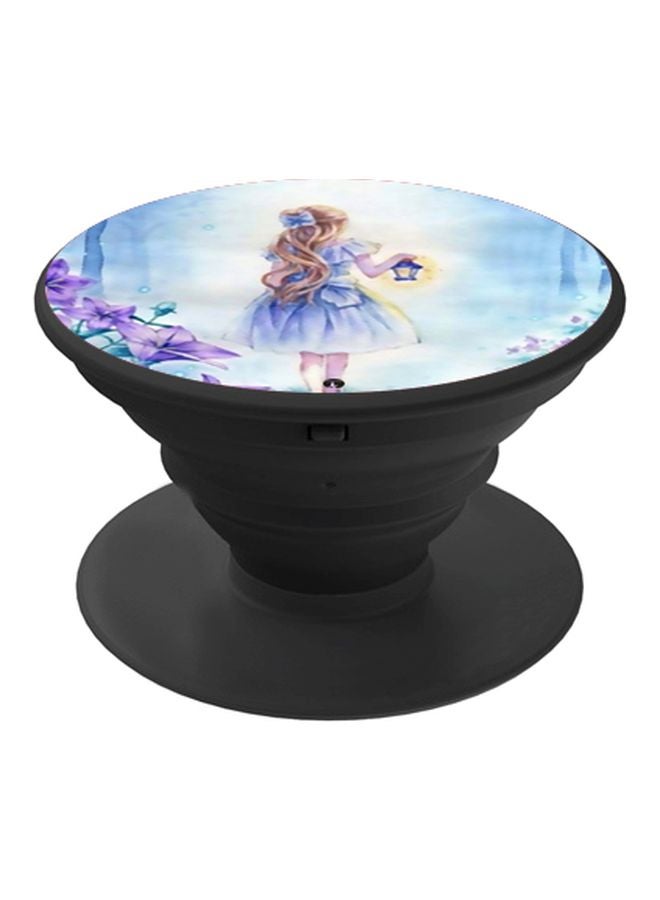BP Cartoon Girl Printed Pop Socket Phone Holder Blue/White/Purple - Image 1