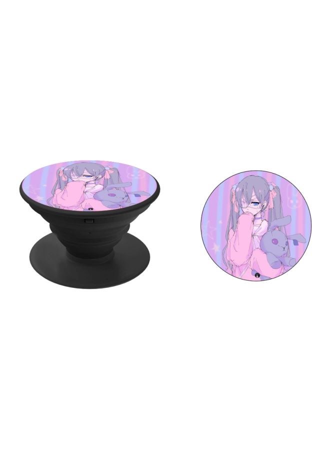 BP Cartoon Girl Printed Pop Socket Phone Holder Pink/Purple/Grey - Image 2
