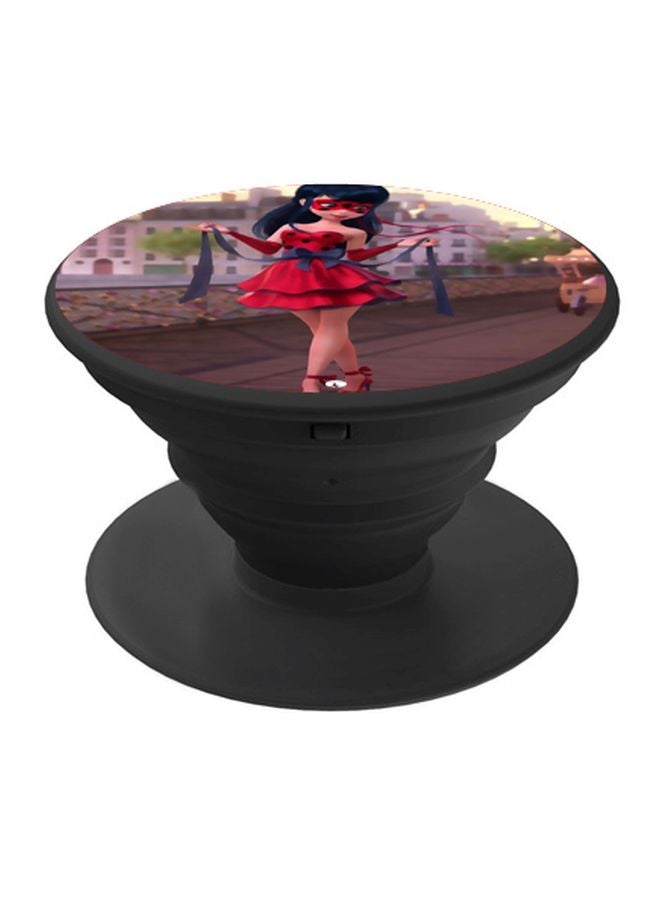 BP Cartoon Girl Printed Pop Socket Phone Holder Red/Brown/Blue - Image 1