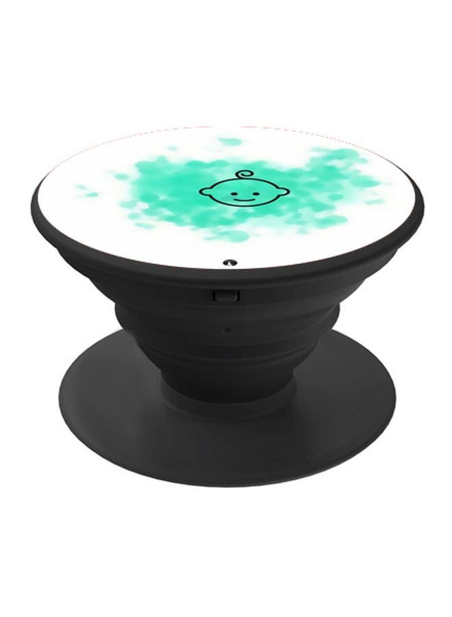 بي بي حامل هاتف بوب سوكيت مزيّن بطبعة وجه طفل أخضر/أسود/أبيض - Image 1