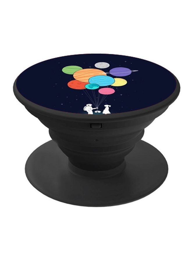 BP Man With Planet Balloons Printed Pop Socket Phone Holder Blue/White/Pink - Image 1