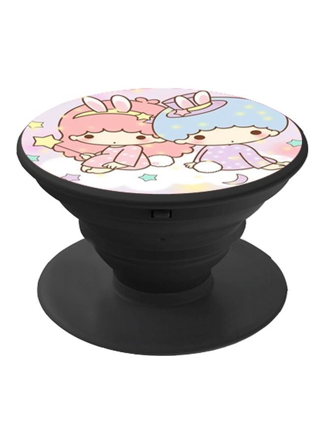 بي بي حامل هاتف على شكل مقبض أصابع منبثق بطبعة رسومات كرتونية وردي/ أزرق/ أبيض - Image 1