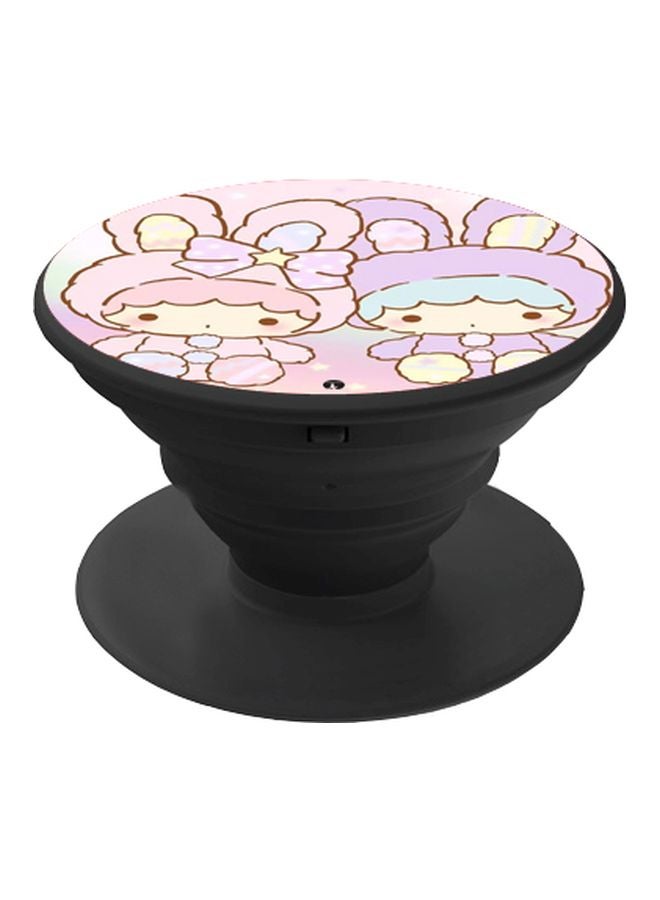 بي بي حامل هاتف على شكل مقبض أصابع منبثق بطبعة رسومات كرتونية وردي/أرجواني/بيج - Image 1