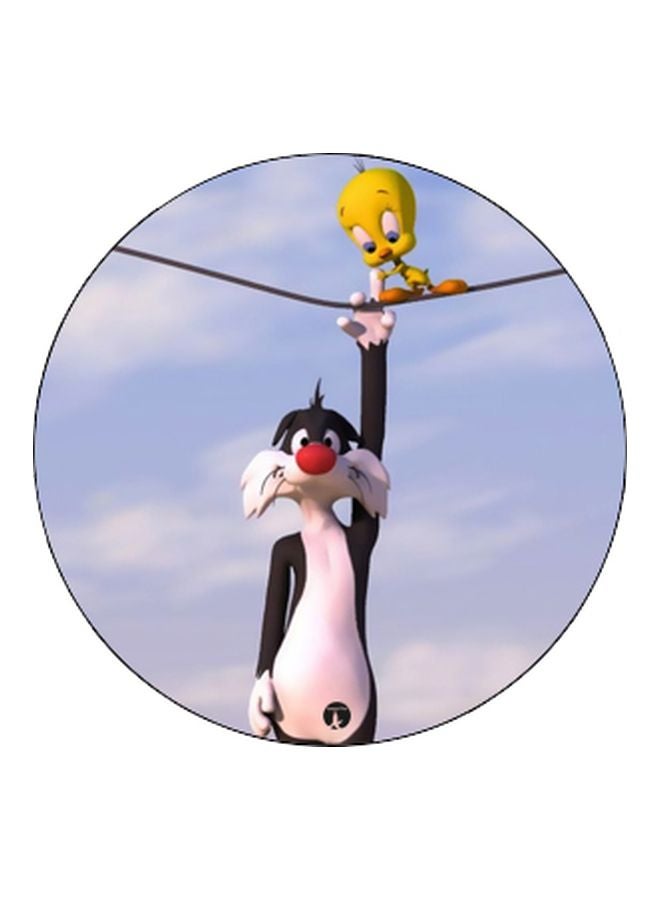 بي بي حامل هاتف على شكل مقبض أصابع منبثق بطبعة رسومات كرتونية أسود/أزرق/أبيض - Image 2