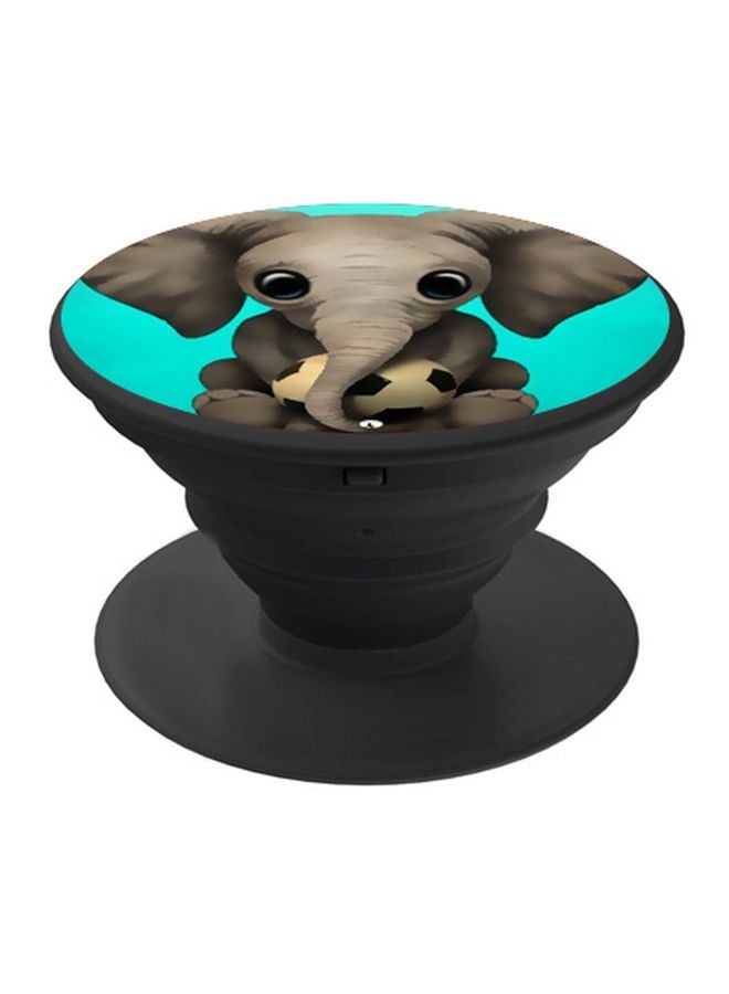 BP Elephant Cartoon Printed Pop Socket Phone Holder Black/Grey/Green - Image 1