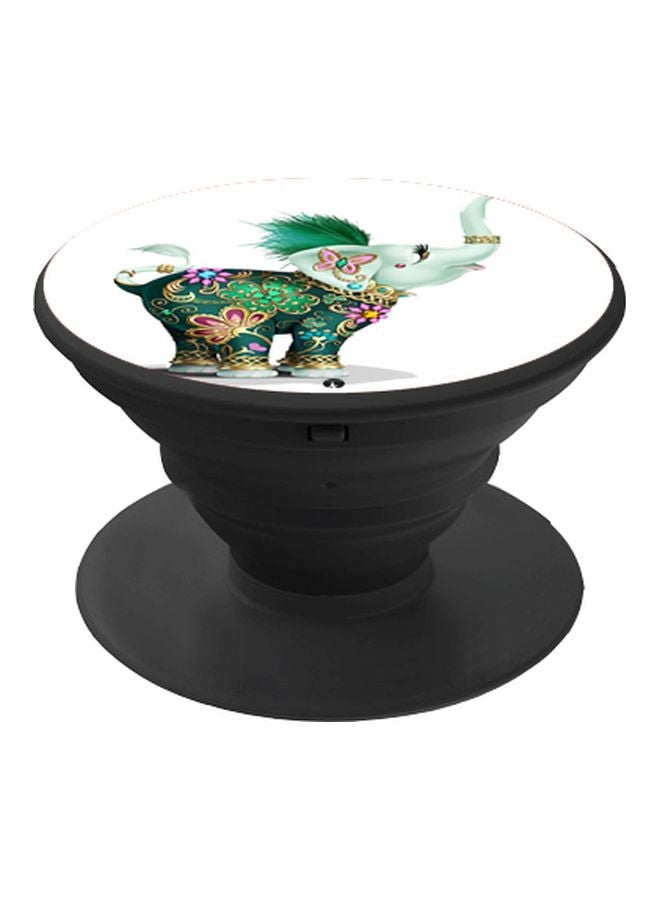BP Elephant Printed Pop Socket Phone Holder Black/Green/White - Image 1