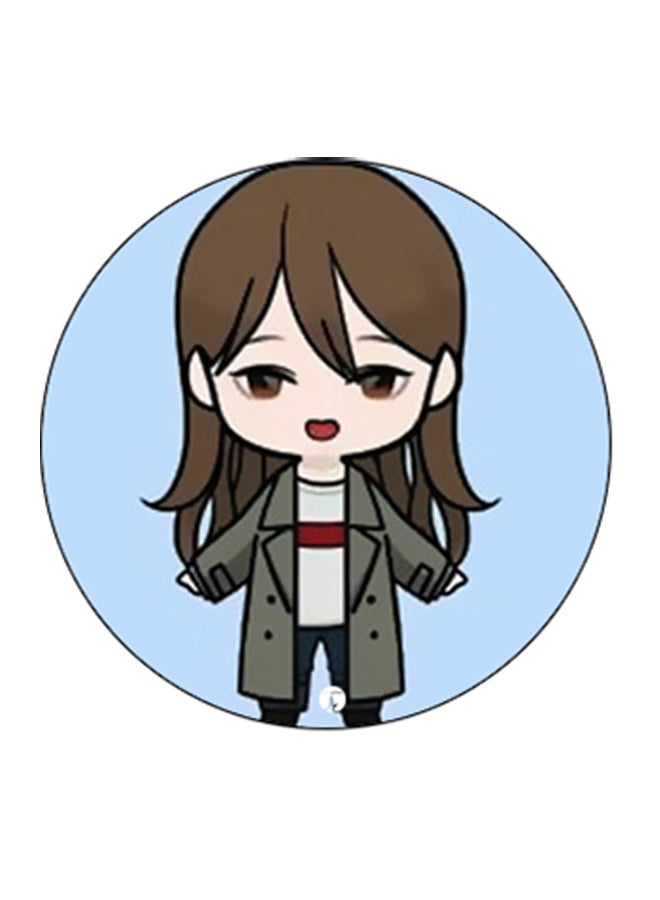 BP Girl Cartoon Printed Pop Socket Phone Holder Black/Beige/Brown - Image 2