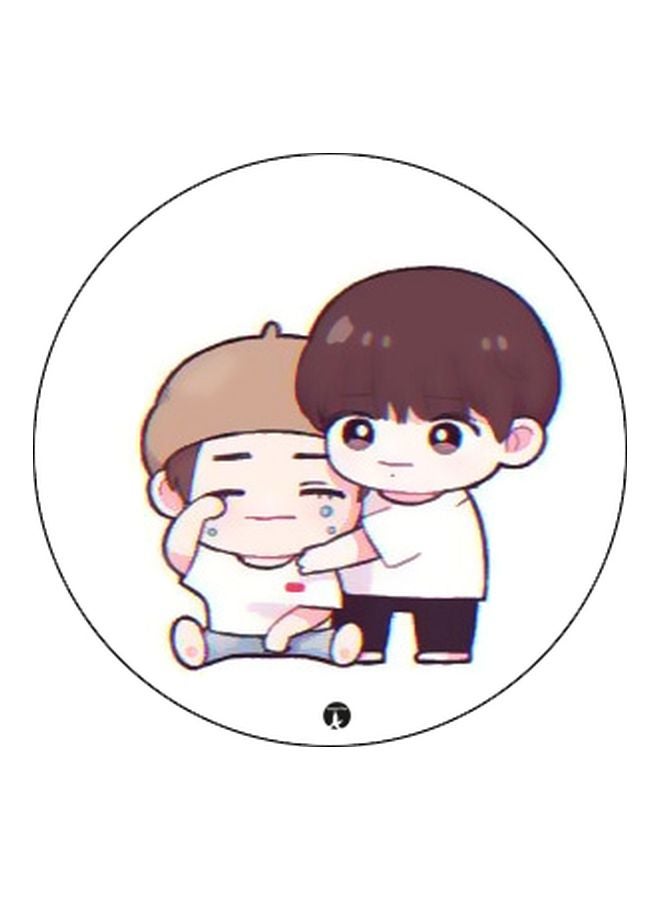 BP Cartoon Printed Pop Socket Phone Holder Black/Brown/White - Image 2