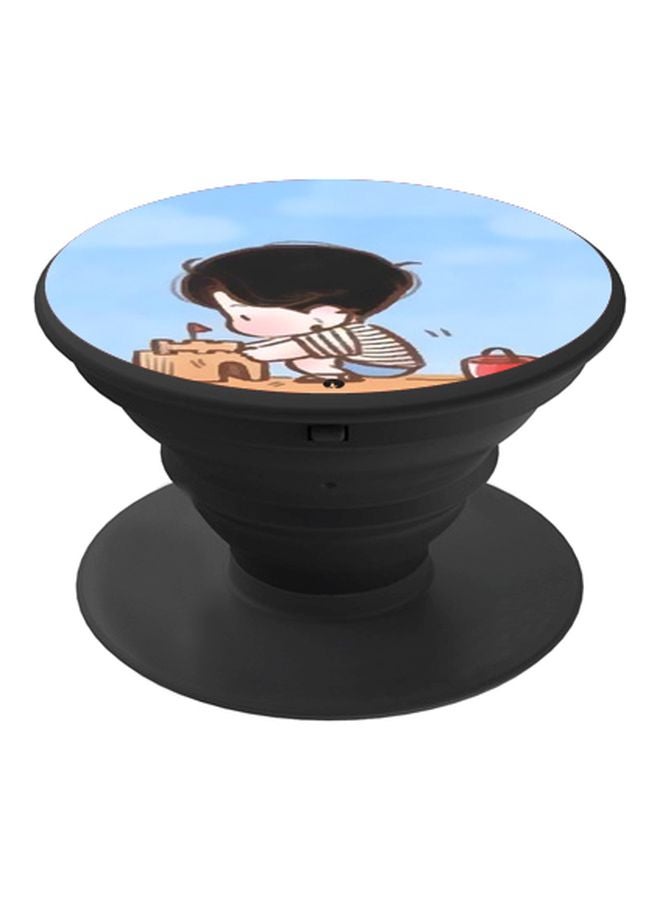 BP Cartoon Printed Pop Socket Phone Holder Black/Blue/Beige - Image 1