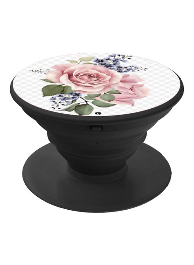 BP Roses Printed Pop Socket Phone Holder Black/Pink/White - Image 1