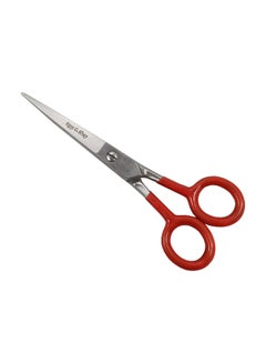 Tips & Toes Professional Barber Scissors PVC Grip Stainless Steel Red/Silver 17centimeter  - Image 2