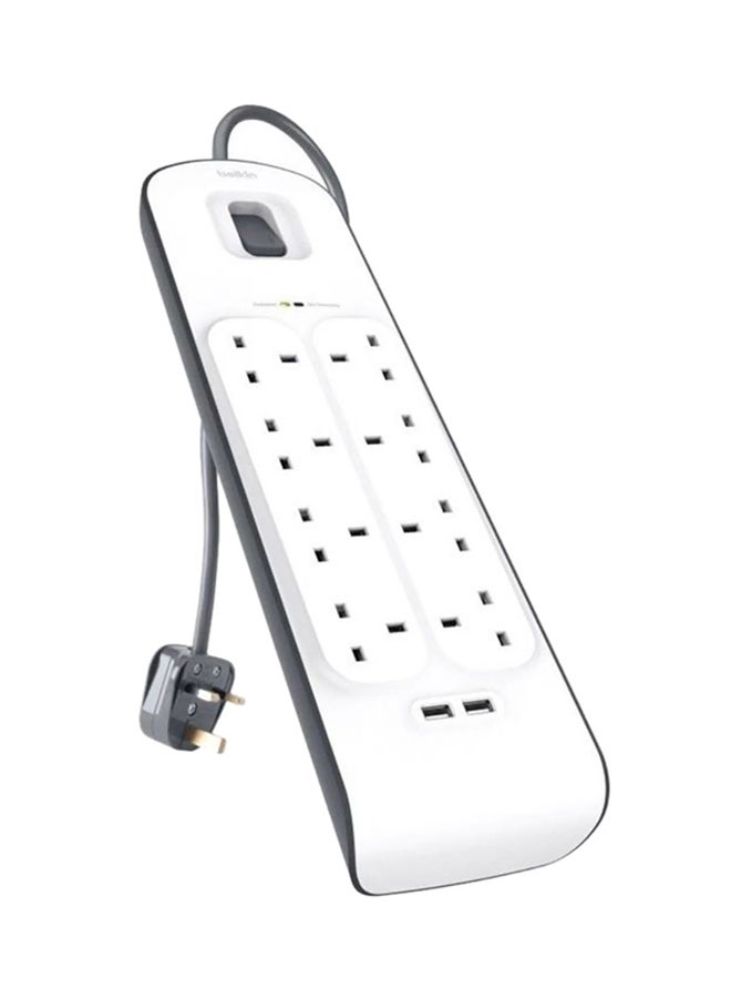 belkin 8-Outlet Surge Protection Charging Strip White/Black 2meter  - Image 2