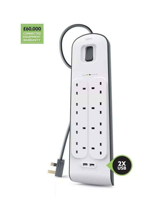 belkin 8-Outlet Surge Protection Charging Strip White/Black 2meter  - Image 4