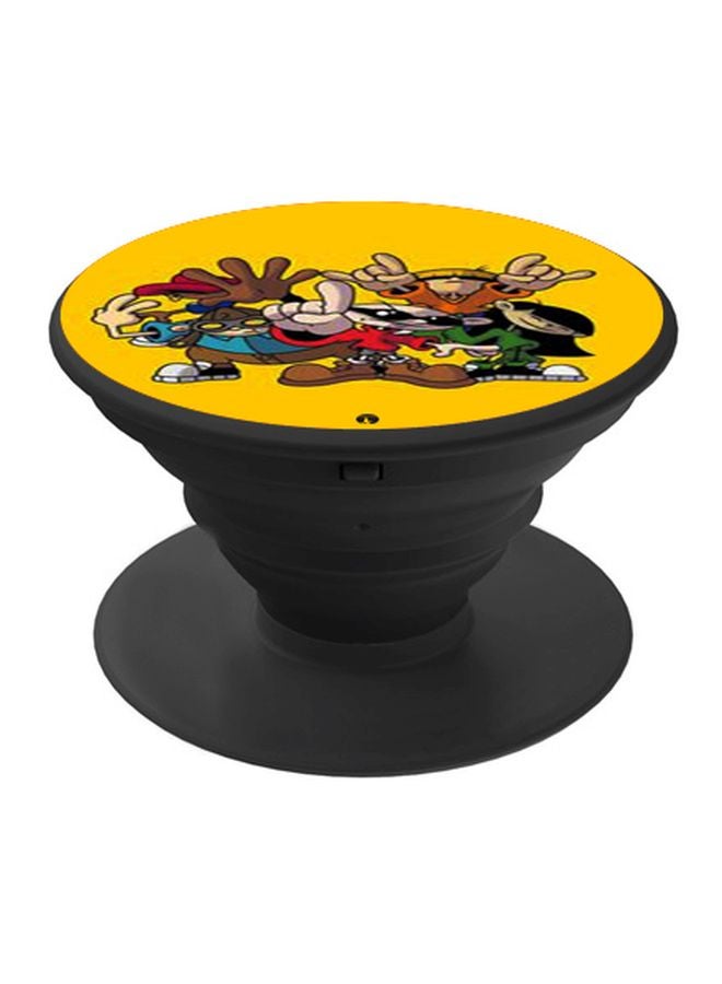 BP Cartoon Printed Pop Socket Phone Holder Black/Yellow/Red - Image 1