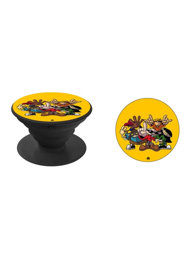 BP Cartoon Printed Pop Socket Phone Holder Black/Yellow/Red - Image 2