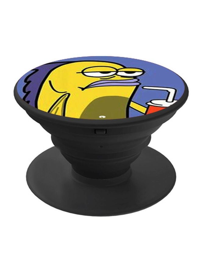 BP Cartoon Printed Pop Socket Phone Holder Black/Yellow/Blue - Image 1