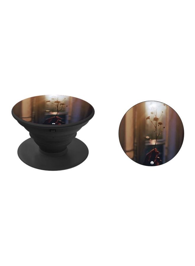 BP Floral Printed Pop Socket Phone Holder Black/Brown/Beige - Image 2
