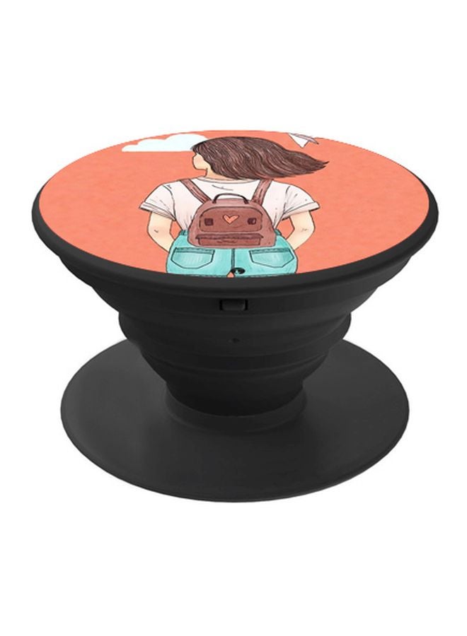 BP Girl Printed Pop Socket Phone Holder Black/Orange/Brown - Image 1