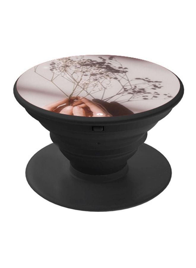 BP Floral Printed Pop Socket Phone Holder Black/Grey/Peach - Image 1