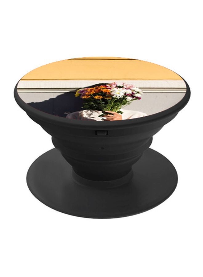 BP Floral Printed Pop Socket Phone Holder Black/Beige/White - Image 1