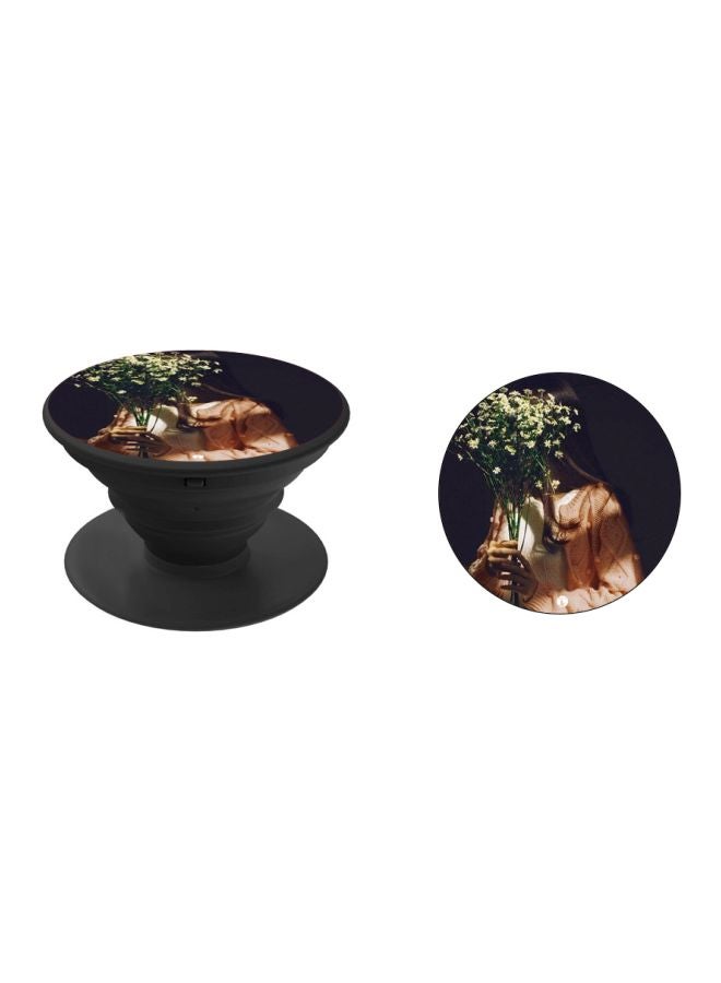BP Floral Printed Pop Socket Phone Holder Black/Beige/Green - Image 2