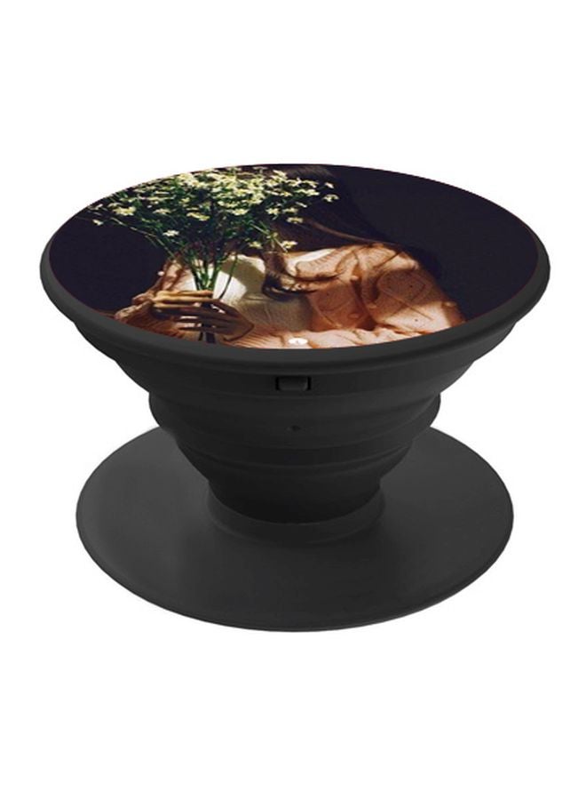 BP Floral Printed Pop Socket Phone Holder Black/Beige/Green - Image 1