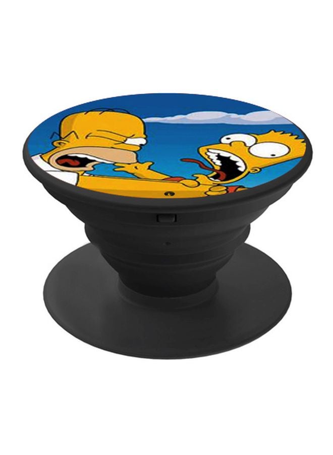 بي بي حامل هاتف على شكل مقبض أصابع منبثق بطبعة رسومات كرتونية أسود/أزرق/أصفر - Image 1