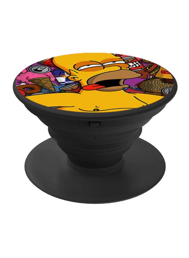 بي بي حامل هاتف على شكل مقبض أصابع منبثق بطبعة رسومات كرتونية أسود/ أصفر/ وردي - Image 1