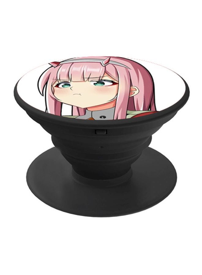 BP Anime Girl Printed Pop Socket Phone Holder Black/Pink/Beige - Image 1