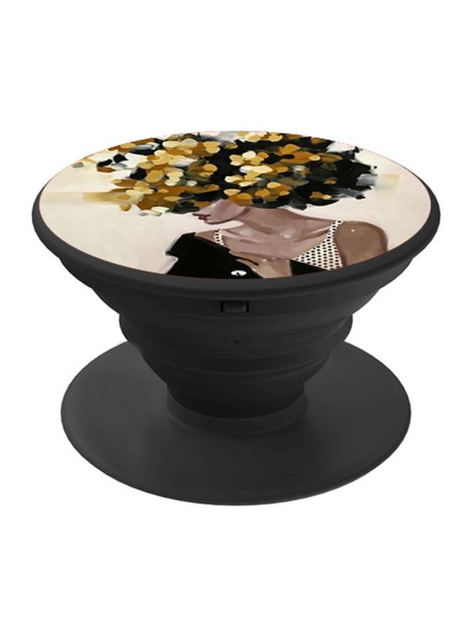 BP Lady Printed Pop Socket Phone Holder Black/Yellow/Beige - Image 1