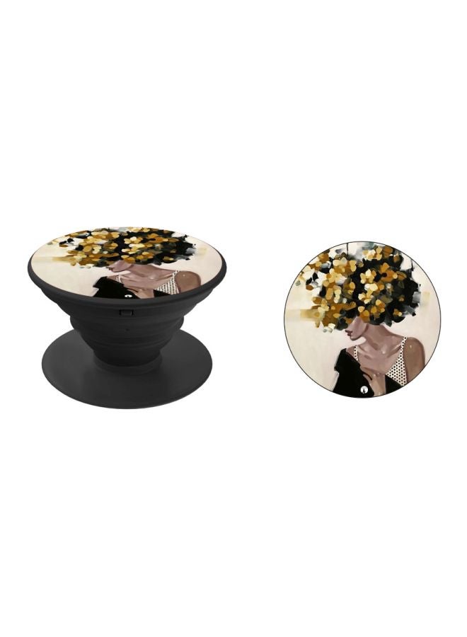 BP Lady Printed Pop Socket Phone Holder Black/Yellow/Beige - Image 2