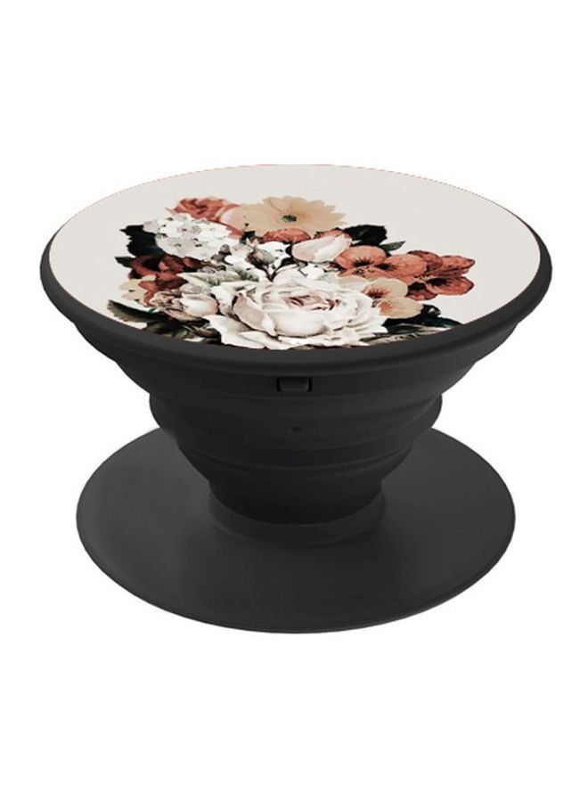 BP Flower Printed Pop Socket Phone Holder Black/White/Pink - Image 1