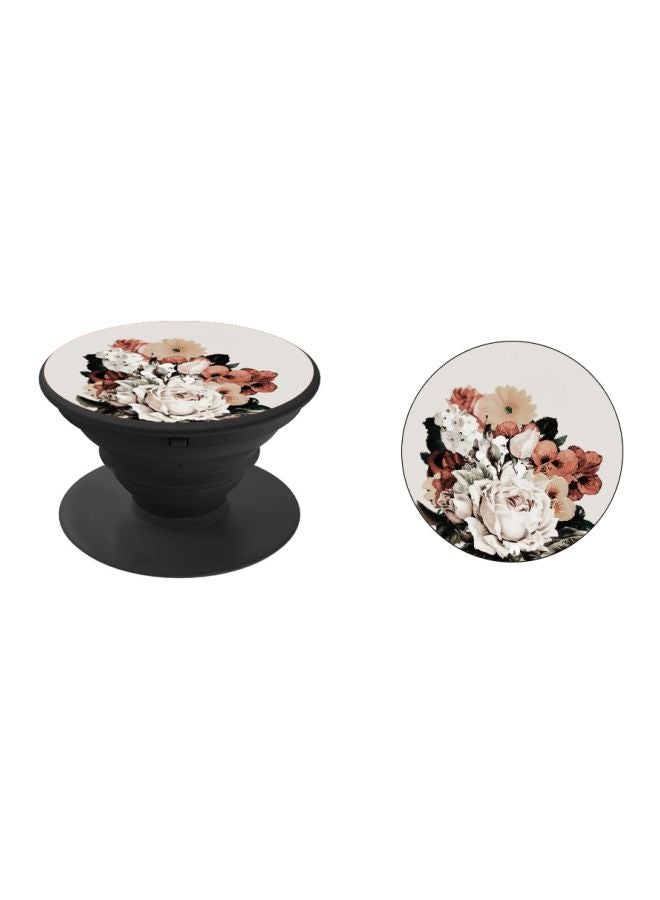 BP Flower Printed Pop Socket Phone Holder Black/White/Pink - Image 2