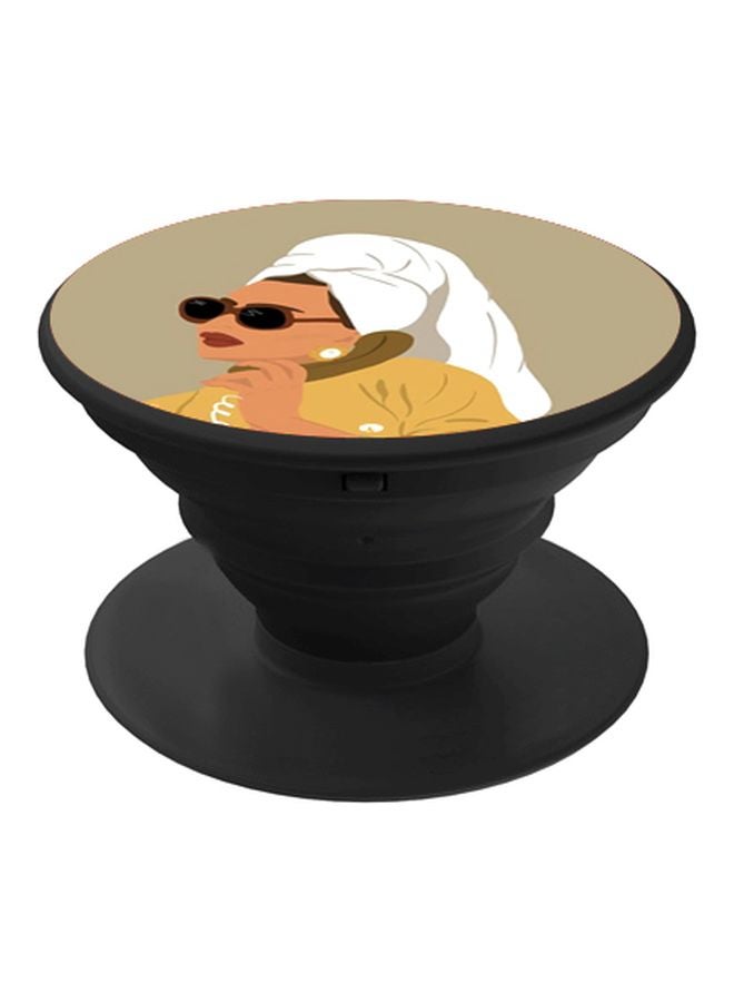 BP Lady Printed Pop Socket Phone Holder Black/White/Yellow - Image 1
