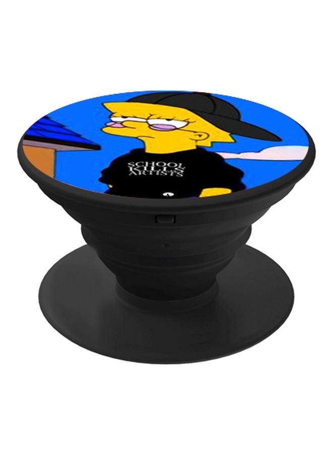 BP Cartoon Printed Pop Socket Phone Holder Black/Blue/Yellow - Image 1