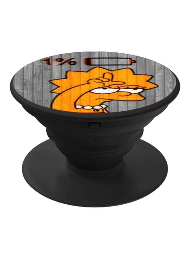 BP Cartoon Printed Pop Socket Phone Holder Black/Yellow/Grey - Image 1