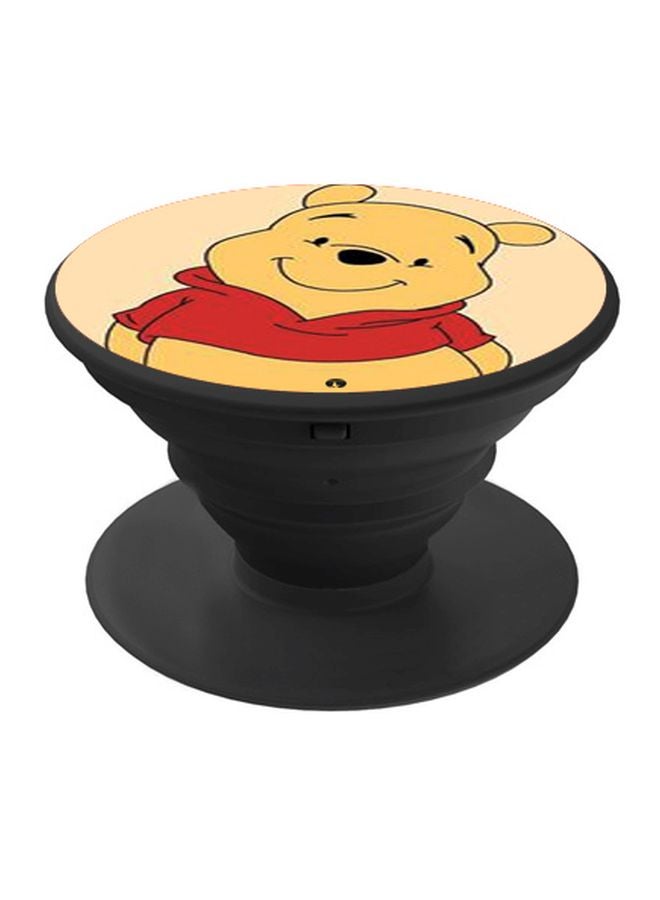 BP Winnie The Pooh Cartoon Printed Pop Socket Phone Holder Black/Yellow/Red - Image 1