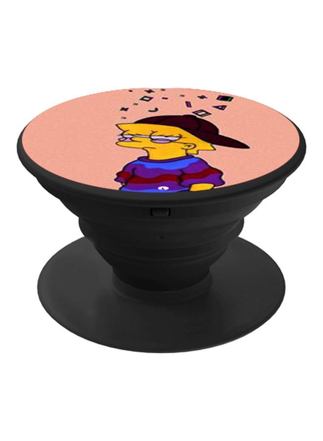 BP Cartoon Printed Pop Socket Phone Holder Black/Pink/Yellow - Image 1
