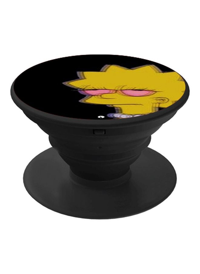 BP Cartoon Printed Pop Socket Phone Holder Black/Yellow/Pink - Image 1