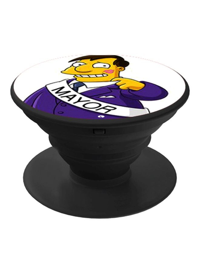 BP Cartoon Printed Pop Socket Phone Holder Black/White/Purple - Image 1
