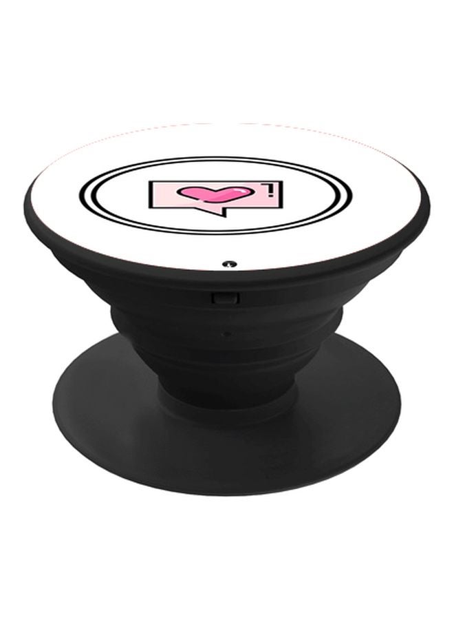 BP Heart Printed Pop Socket Phone Holder White/Pink/Black - Image 1