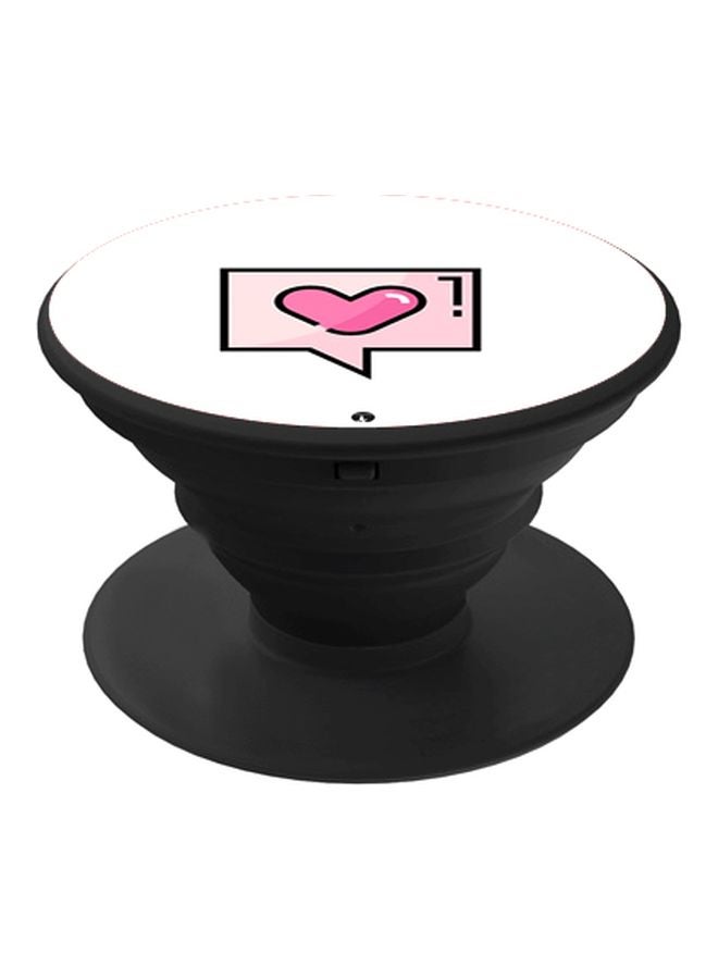 BP Heart Printed Pop Socket Phone Holder White/Pink/Black - Image 1