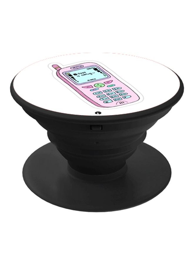 BP Mobile Printed Pop Socket Phone Holder White/Pink - Image 1