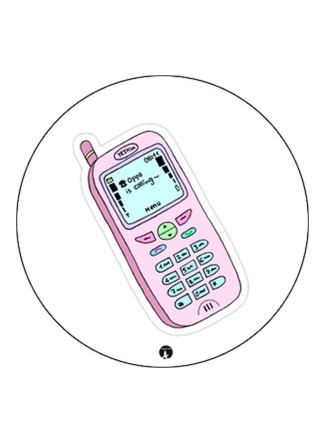 BP Mobile Printed Pop Socket Phone Holder White/Pink - Image 2