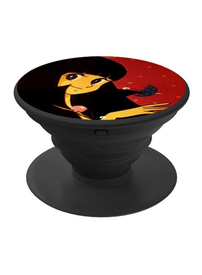 BP Cartoon Girl Printed Pop Socket Phone Holder Red/Yellow/Black - Image 1